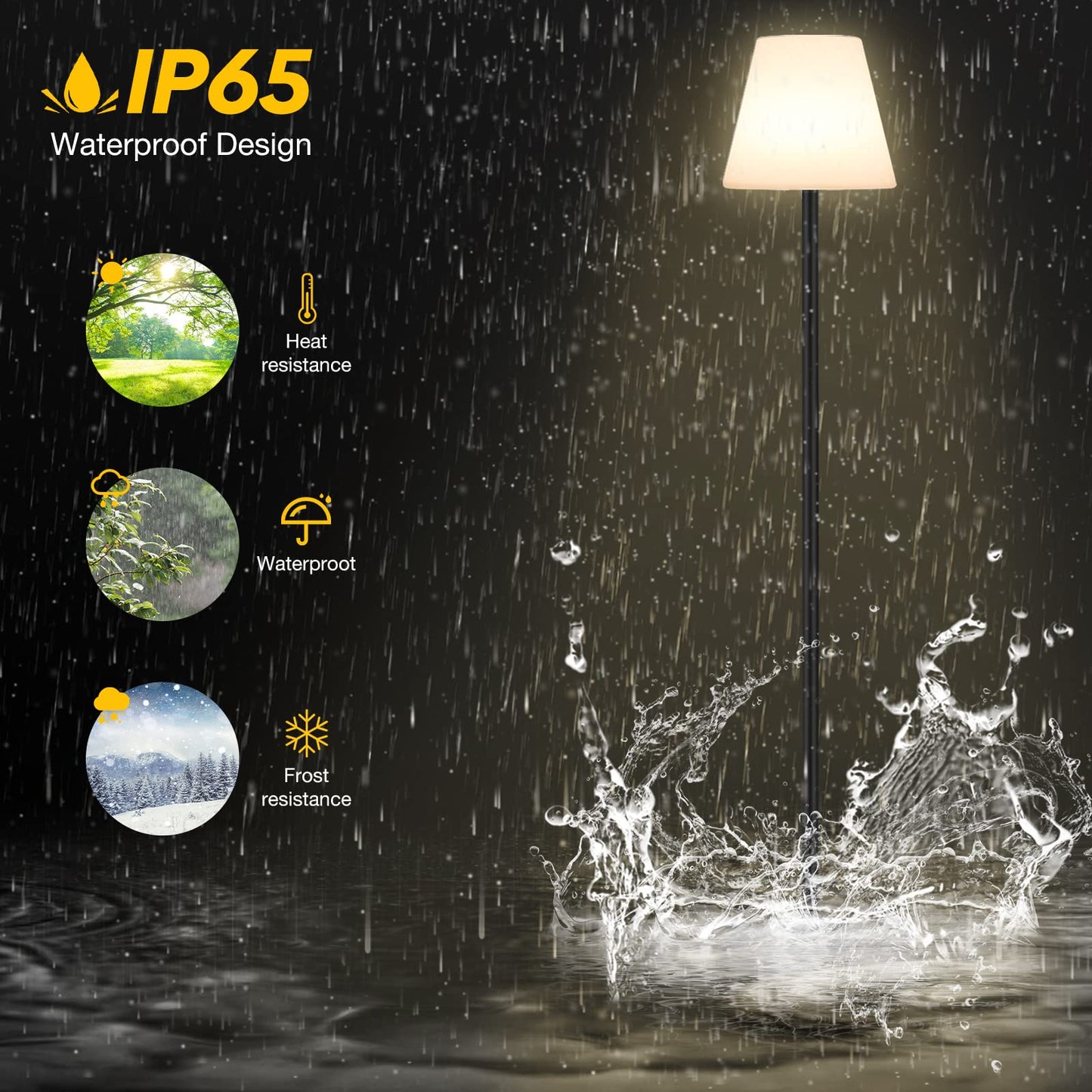 Rynx | Gewiny Solar-Powered Outdoor Floor Lamp - Dimmable LED, Waterproof, Wireless For Patio & Garden