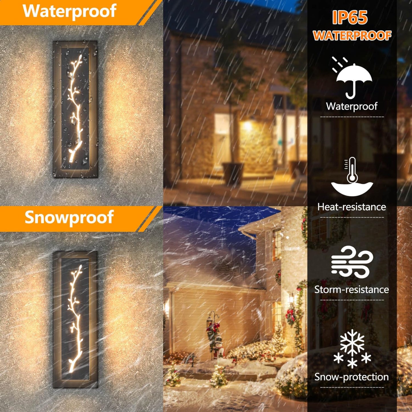 Rynx | Tewei Modern LED Outdoor Wall Lamp 2 Pack, Black 3000K Warm White Garage & Hall Light