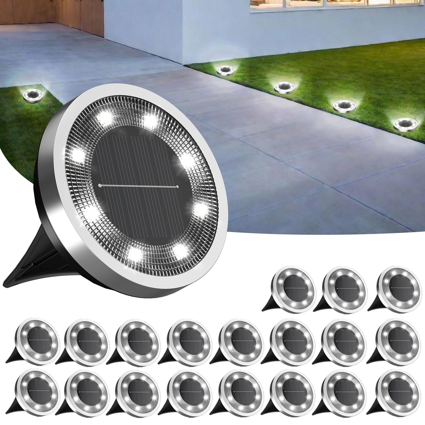 Rynx | Incx Solar Cell Ground Light Sources, 20-pack Solar Lights Outdoor Waterproof, Solar Garden Lights Landscape Lighting For Terrace Path Grass