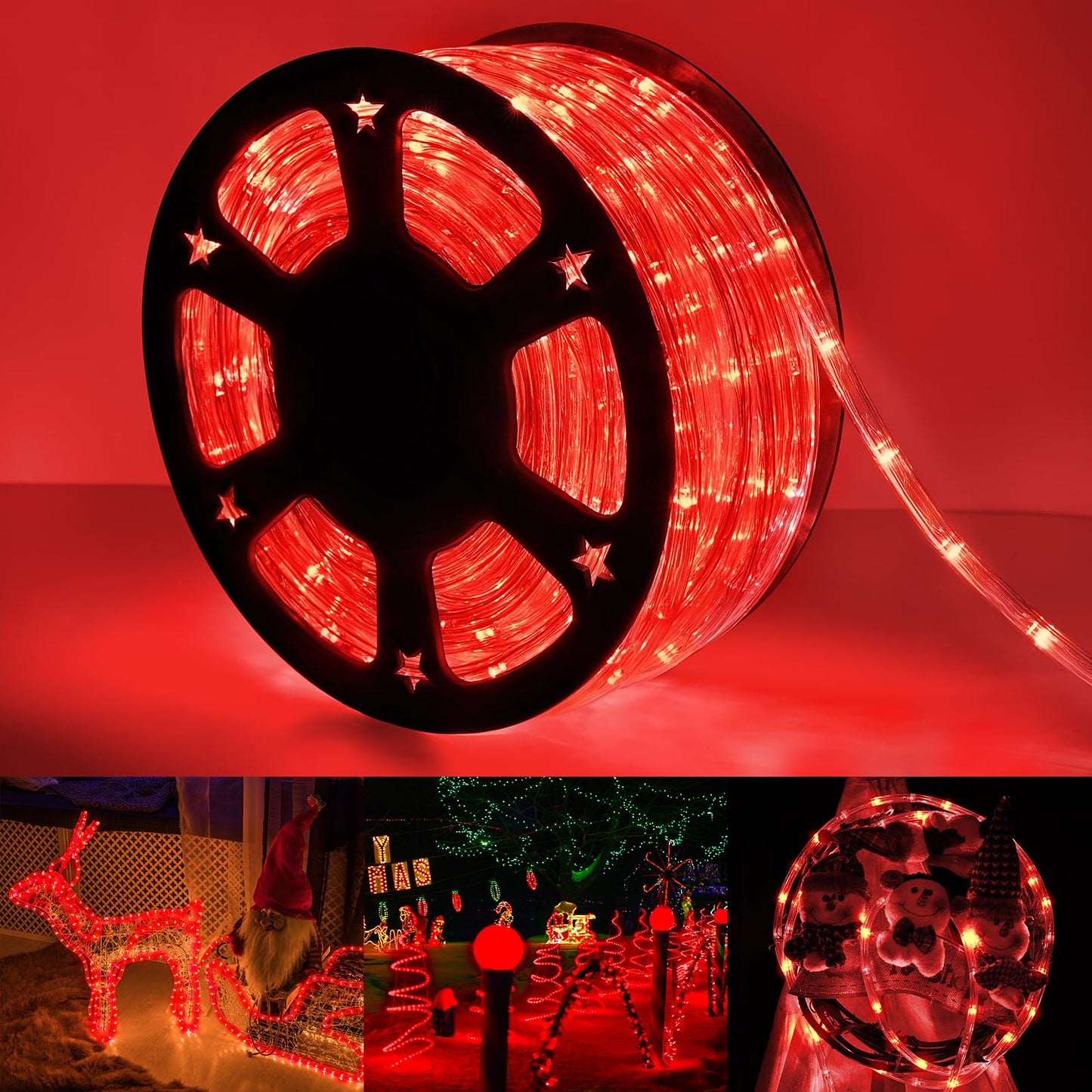 Rynx | 50Ft Led Sail Light Outdoor, 360 Led Connectable And Flexible Tube Light With 8 Modes, Waterproof Led Sail Lighting For Garden, Terrace, Swimming Pool, Bedroom, Party, Indoor Outdoor Christmas Decoration (Red)