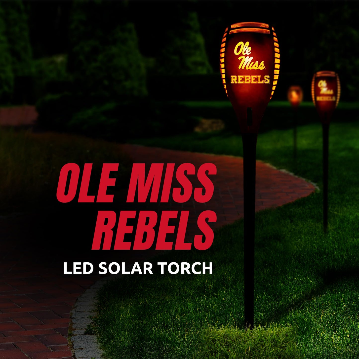 Rynx | Sporticulture Ncaa Ole Miss Led Tiki Torch - 36" Waterproof Flaming Light For Outdoor Decor