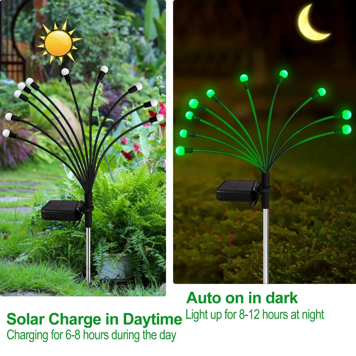 Rynx | Swede Solar Garden Light 6 Pack, 60 LED Waterproof Green Glittering Lights For Outdoor Decoration