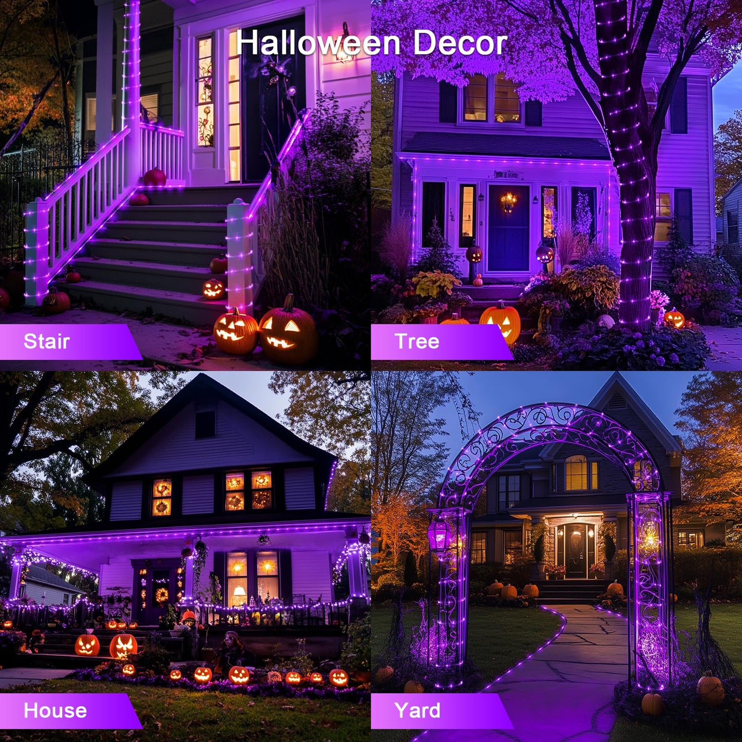 Rynx | Potive 200 LED Purple Christmas Lights - 20 M Battery Operated Waterproof for Outdoor Decoration