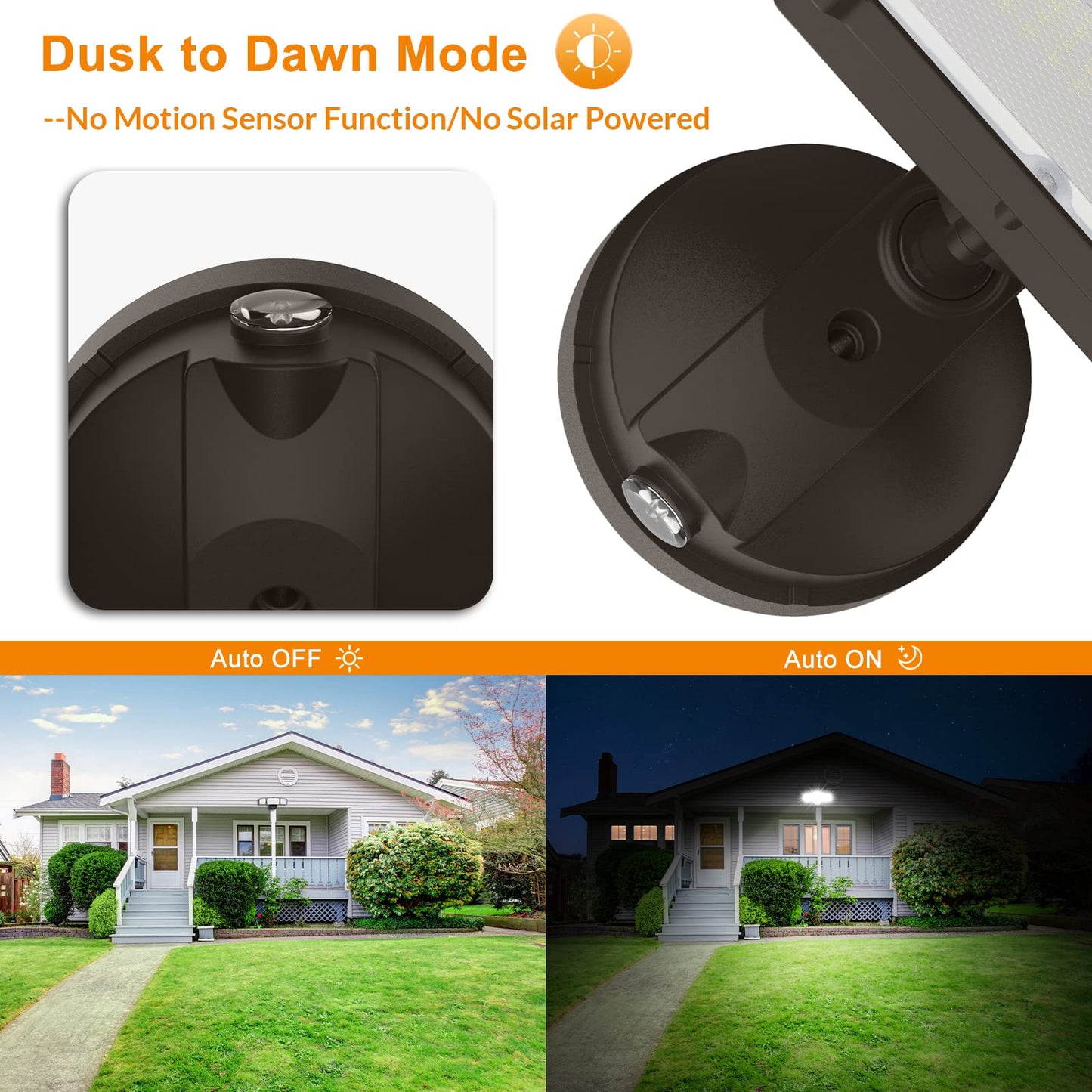Rynx | Lepower 3500Lm Dusk To Dawn Led Security Light, 35W 3 Head Waterproof Floodlight, Brown