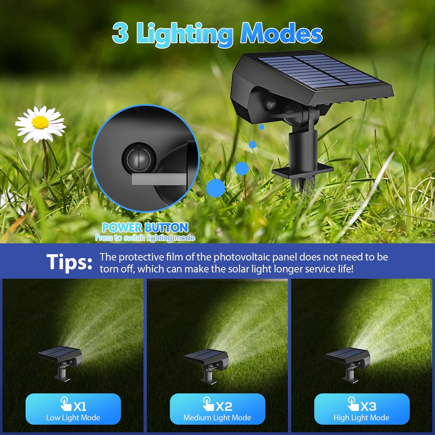Rynx | Nymphy 56 Led Solar Light Outdoor, Waterproof Ip68, 3 Modes, Cool White - 4 Pack