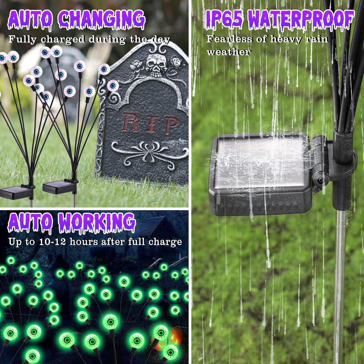 Rynx | Asmad Sol Halloween Eye Ball Light, 4Pack 32Led Waterproof Decor For Garden/Yard/Patio