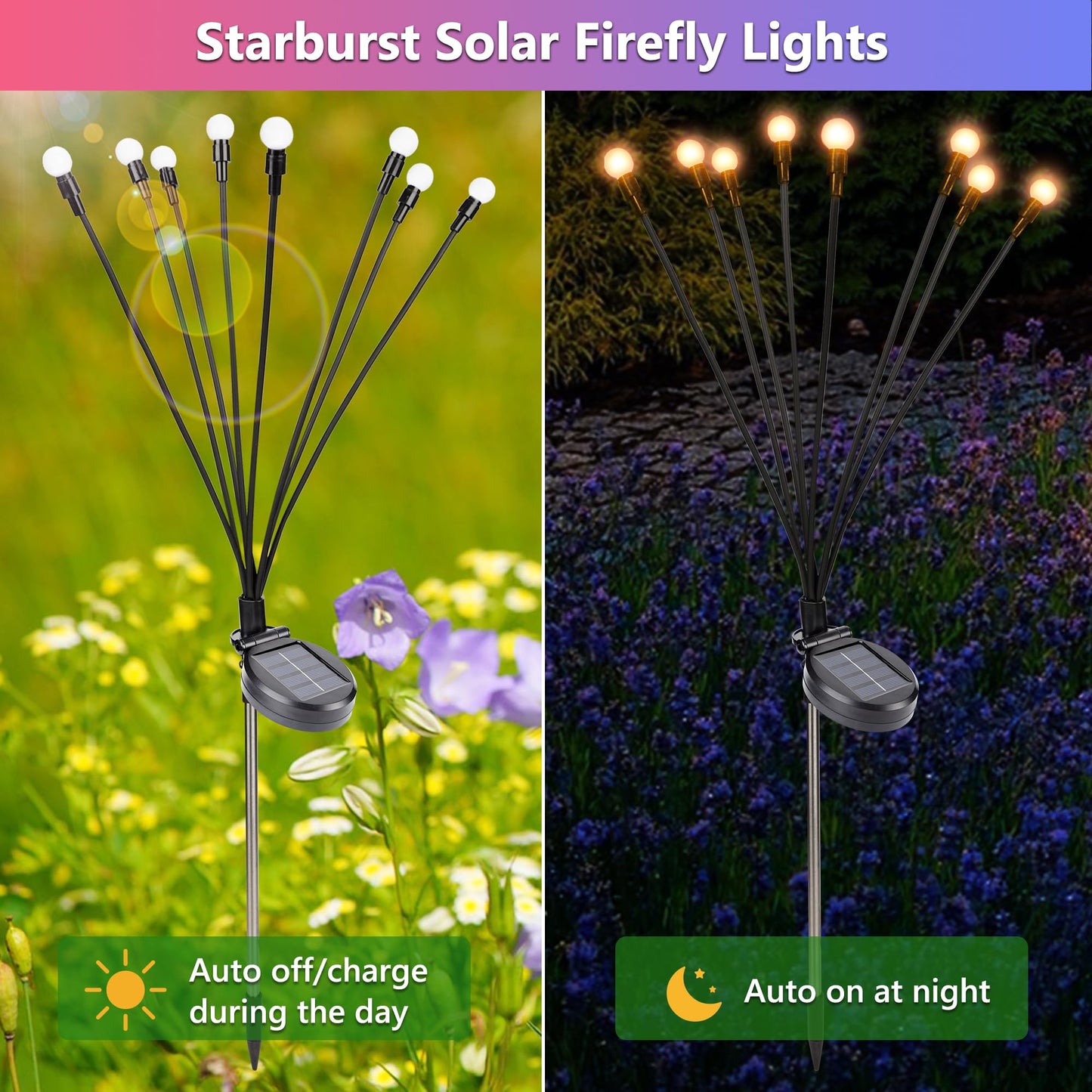 Rynx | Brizled Solar Garden Lighting, 4 Pack Warm White Led, Waterproof Swinging Decorative Lights