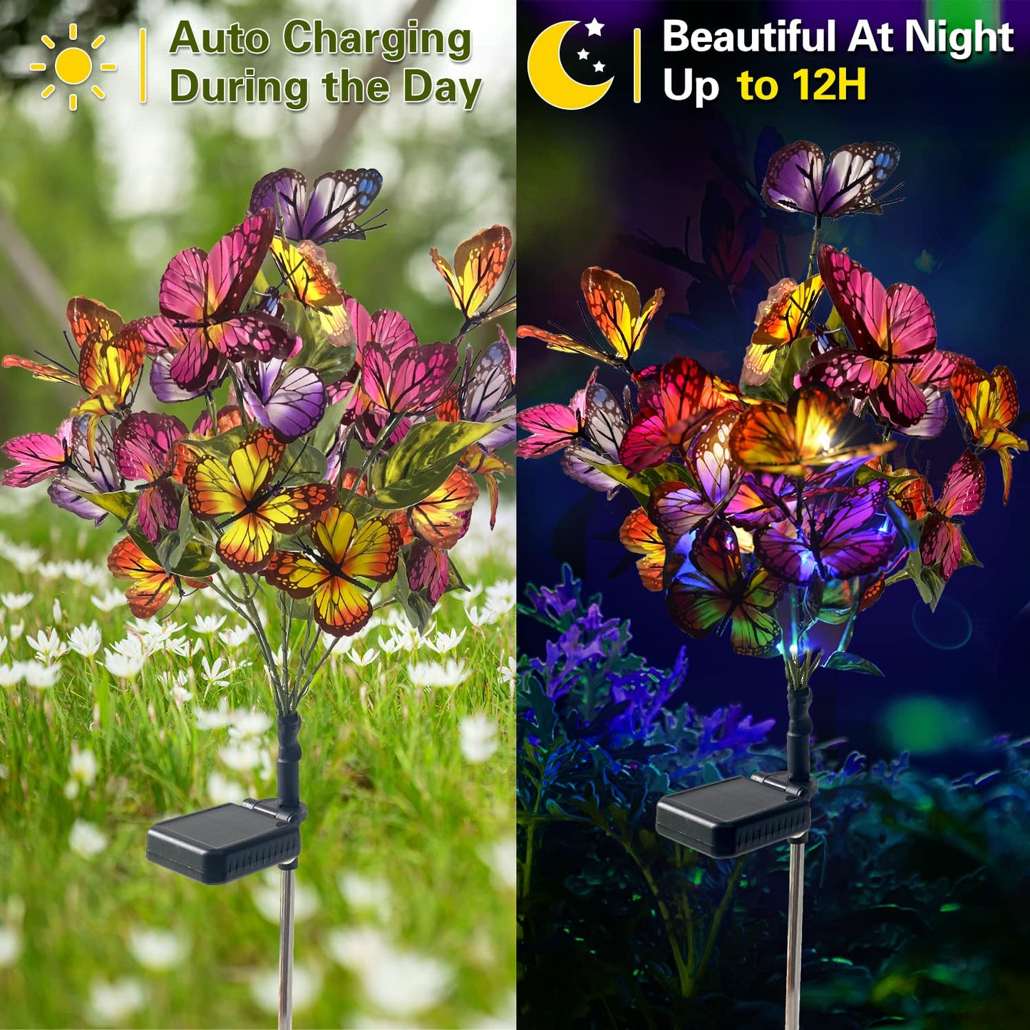 Rynx | Igrark Solar Butterfly Lights - 2 Pack Outdoor Decorative Solar Stake Lights For Garden Path