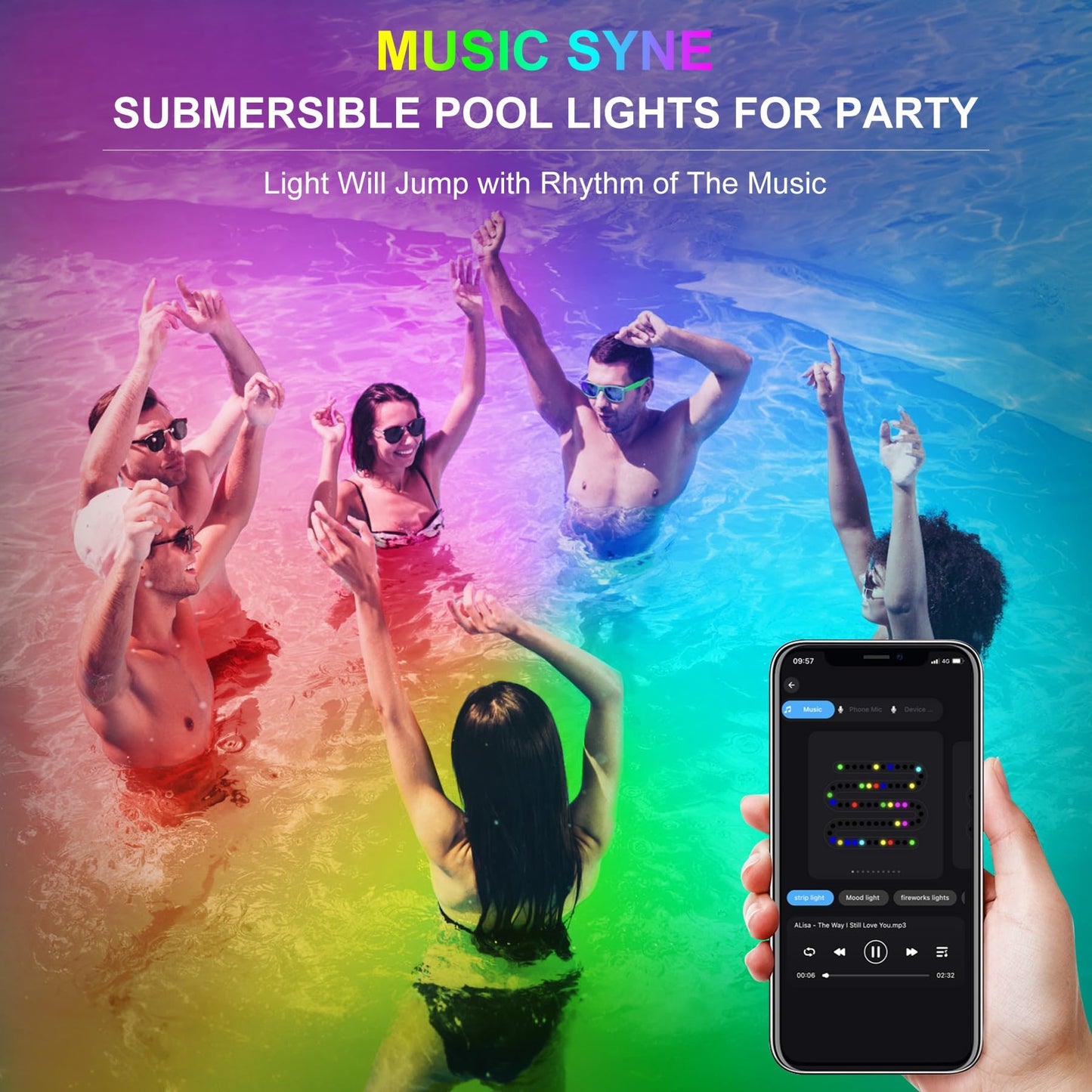 Rynx | Crepow Rgb Underwater Pond Lights, Ip68 Waterproof Led Spotlights, Bluetooth Control, Set Of 2