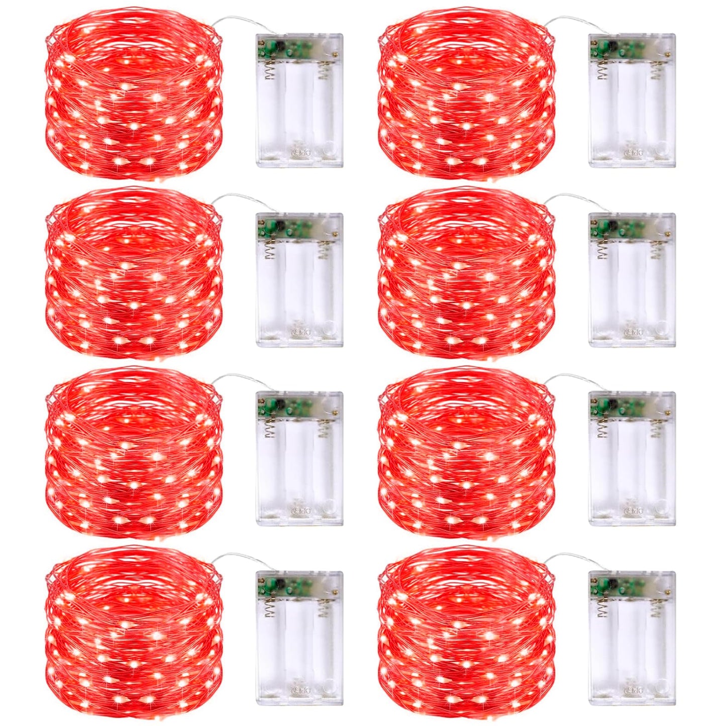 Rynx | Jmexsuss 8 Pack 50 Led Christmas Fairy Lights Battery Operated Light Strings, 16Ft Red Blinking Fairy Lights Indoor Outdoor Waterproof For Jar Bedroom Party Wedding Christmas Decorations
