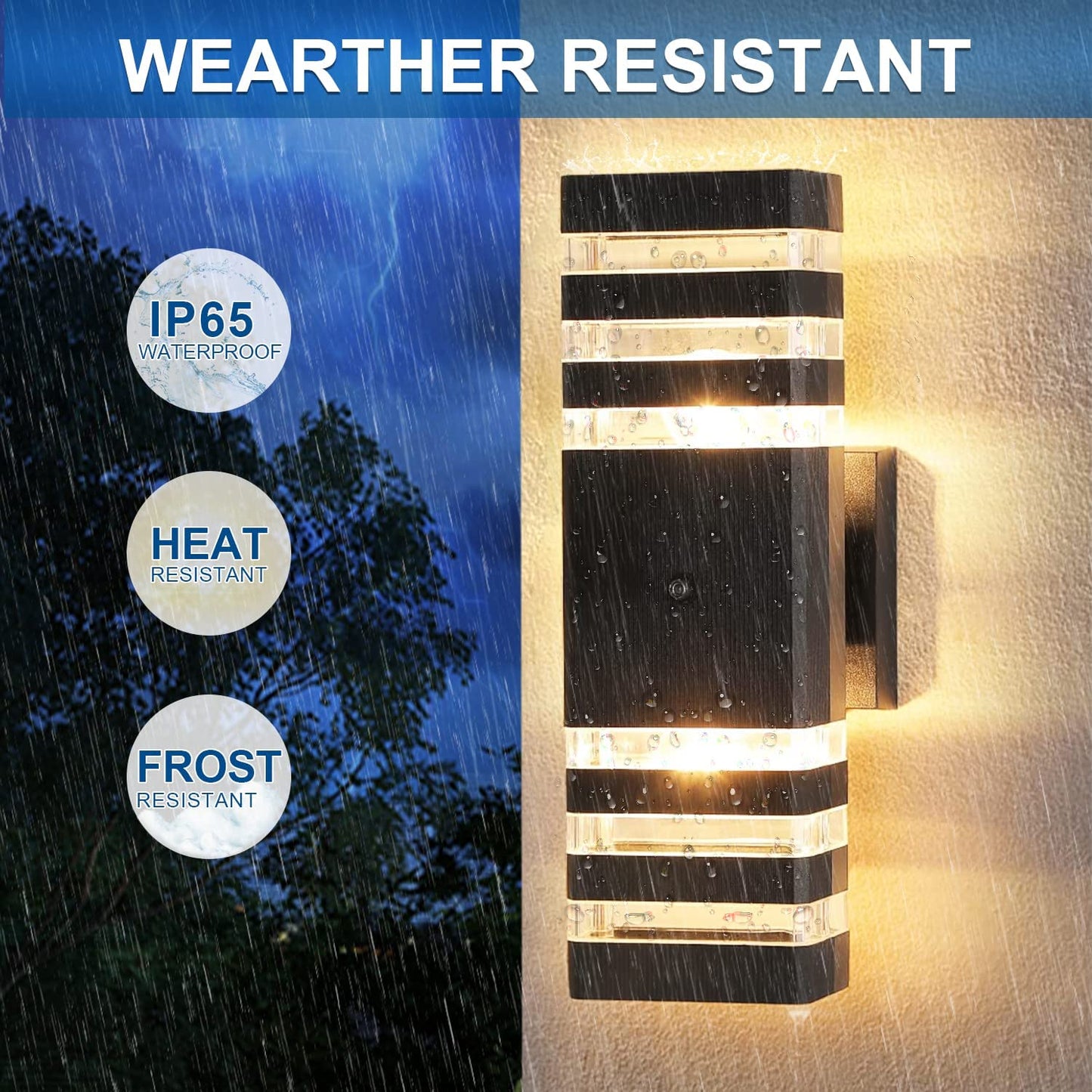 Rynx | Delicavy Dusk To Dawn Outdoor Wall Lamps, Waterproof Black Aluminum, Modern Veranda Light Fixtures