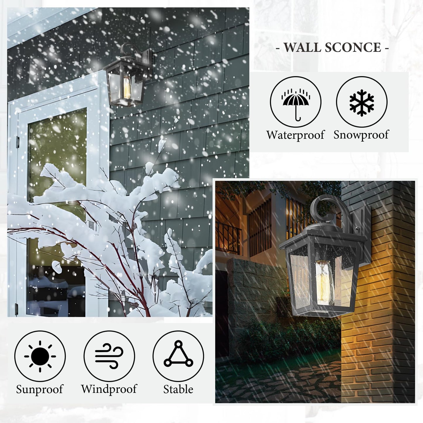 Rynx | Luminzone Waterproof Outdoor Wall Lamps, Frosted Glass, Small Aluminum Wall Lamps For Veranda & Patio