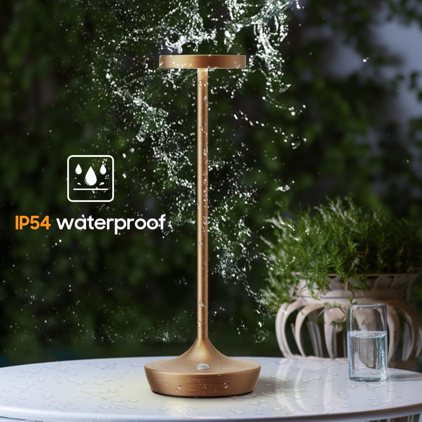 Rynx | Sikevht 2 Pack Wireless LED Table Lamps, 3-Color Dimming, Waterproof, Battery-Powered, Bronze