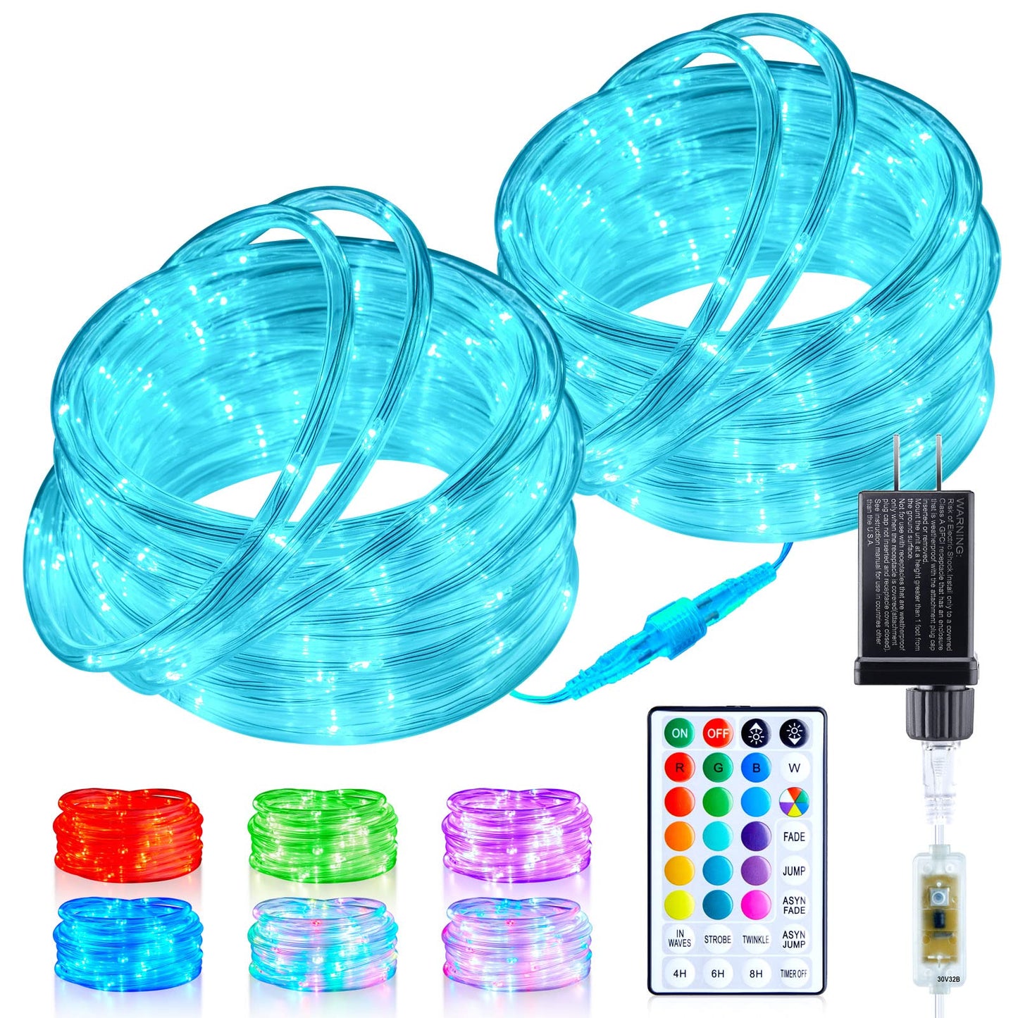 Rynx | Minetom 66Ft Color Changing Rope Light - 200 Led Flash Halloween Spotlights With Remote Control