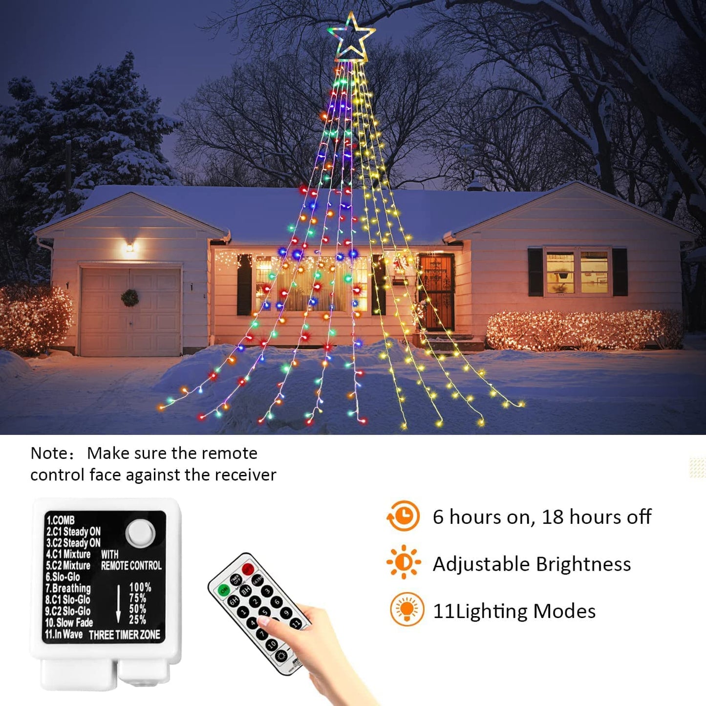 Rynx | Miniao Color Changing Christmas Lights, 11 Modes, 320 Led, Waterproof, Remote Control, 16.4Ft