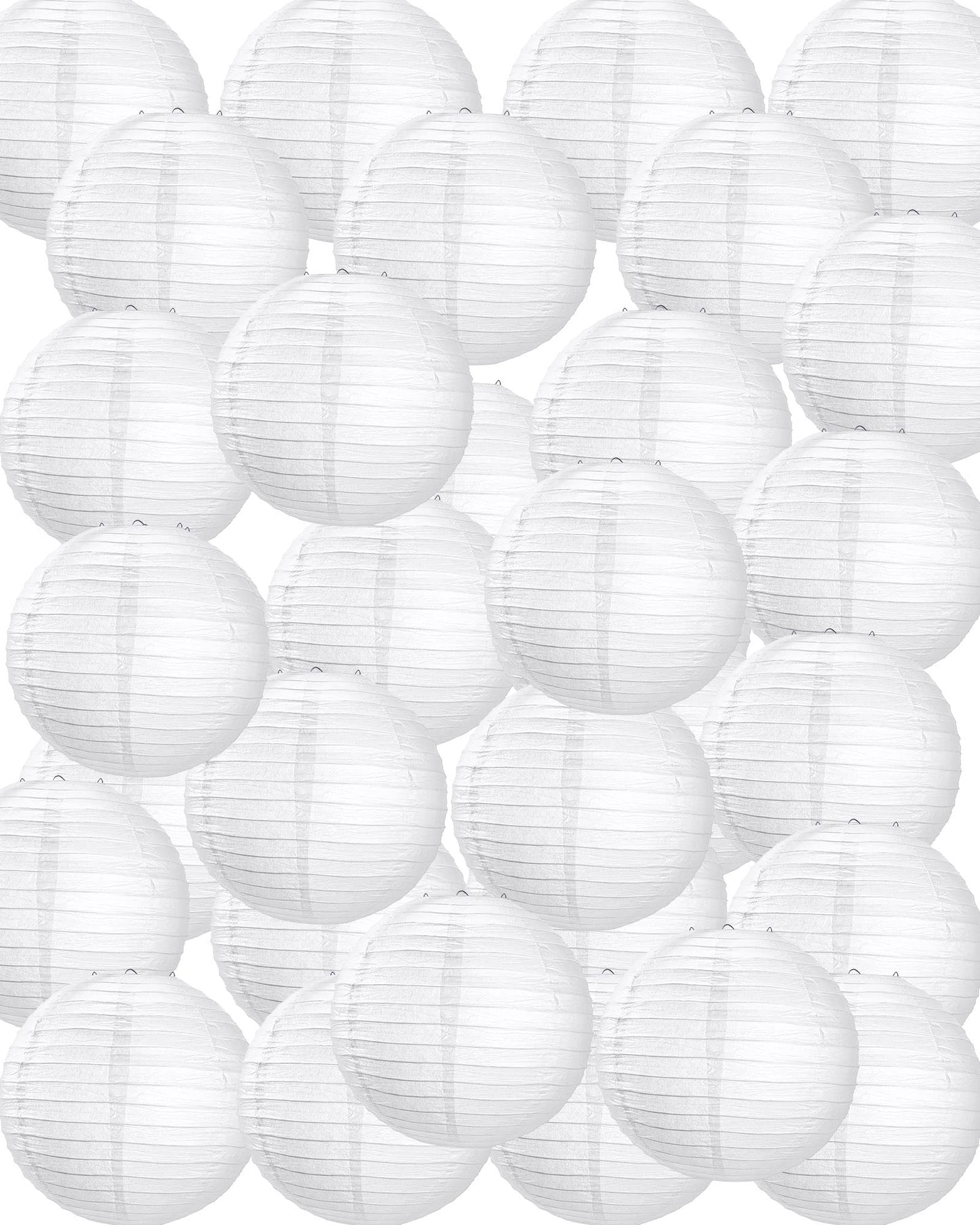 Rynx | Treela 30 Pack White Chinese Japanese Paper Lanterns Decorative Hanging Ball Lanterns Round Paper Lanterns Lamps For Wedding Birthday Party Home Decorations (6 Inches)