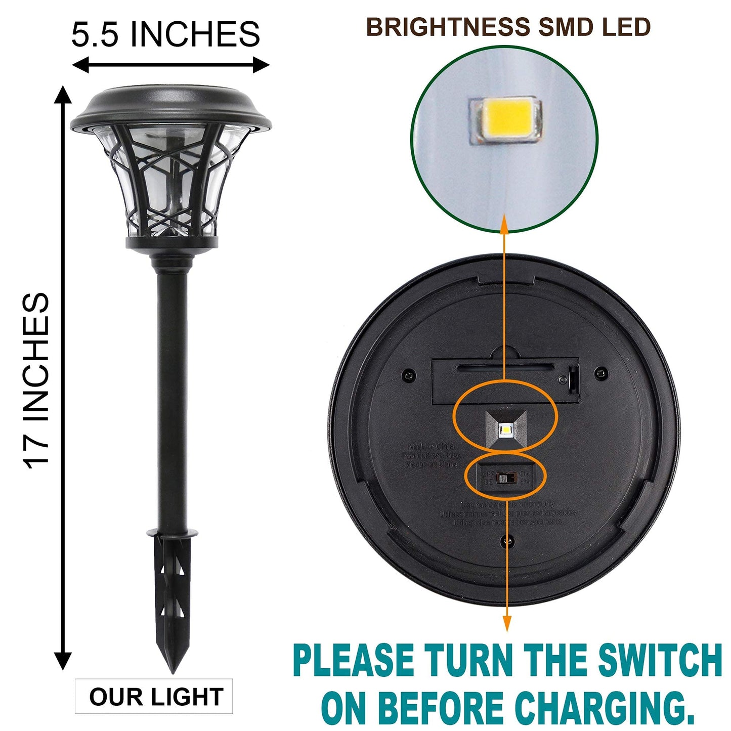 Rynx | Maggift 6 Pack Solar Powered Path Light, Strong Smd Led, Waterproof Stainless Steel, Warm White