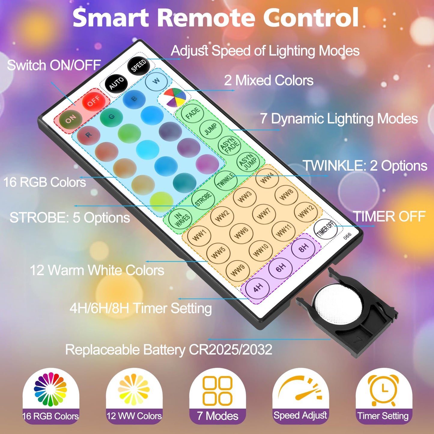 Rynx | Starryever 66Ft 200Led Rgb Color Changing Outdoor Rope Light With Remote - 30 Colors + Warm White