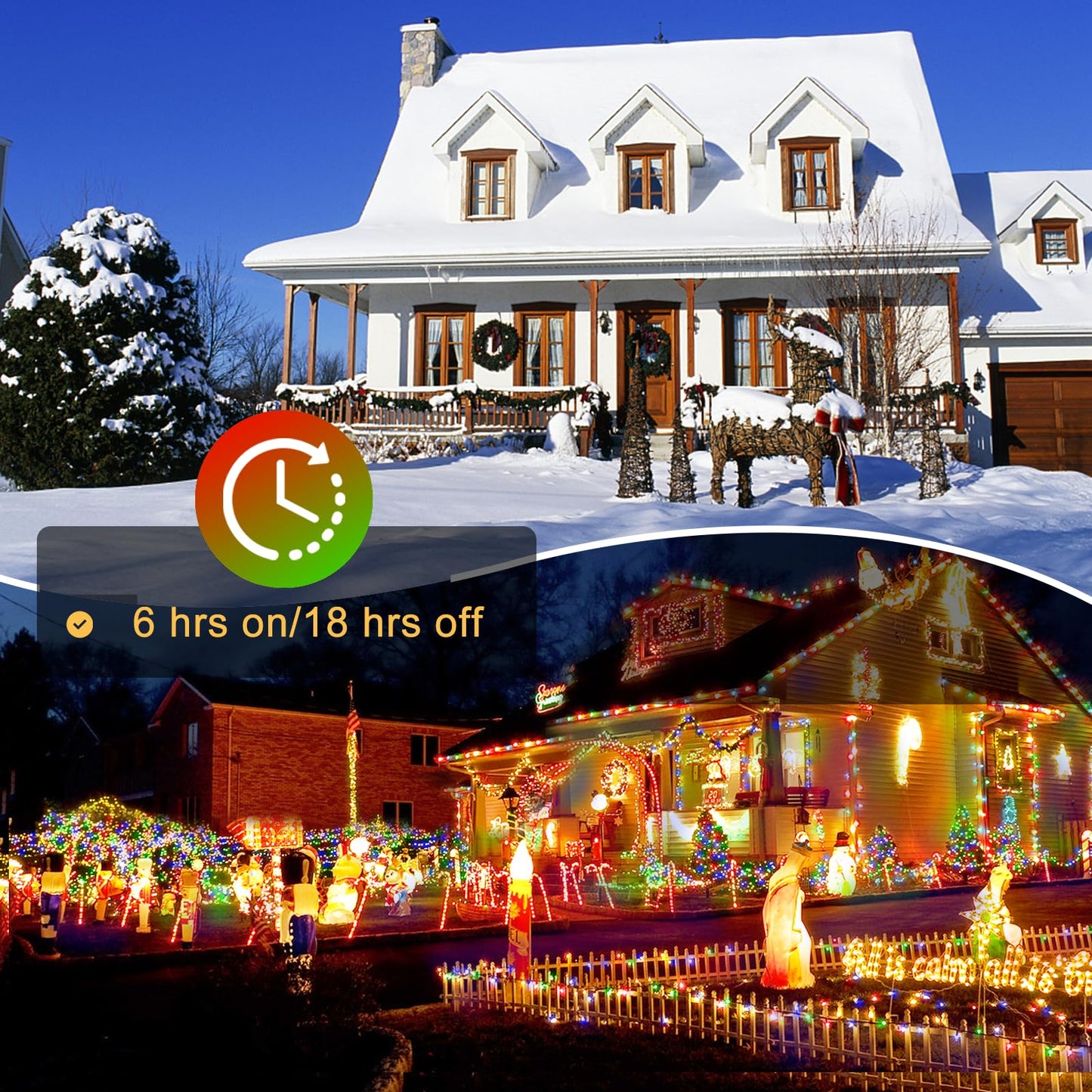 Rynx | Sauirs 197Ft 500 Led Multicolor Christmas Lights, Waterproof, 8 Modes, Timer - Indoor/Outdoor