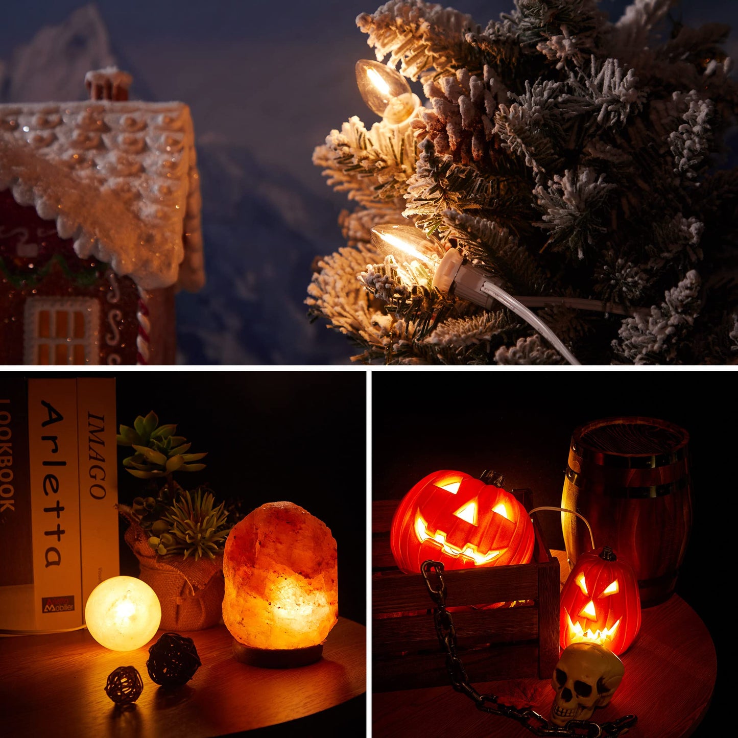 Rynx | Meonum 8.2 foot LED light cable with 3 warm white bulbs for Halloween and Christmas decorations