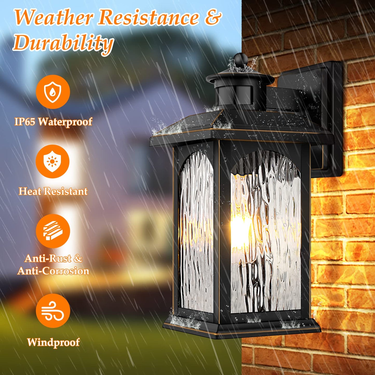 Rynx | Filiyano Motion Sensor Outdoor Light - Retro Twilight to Morning Light Black Waterproof Lantern 1-Pack