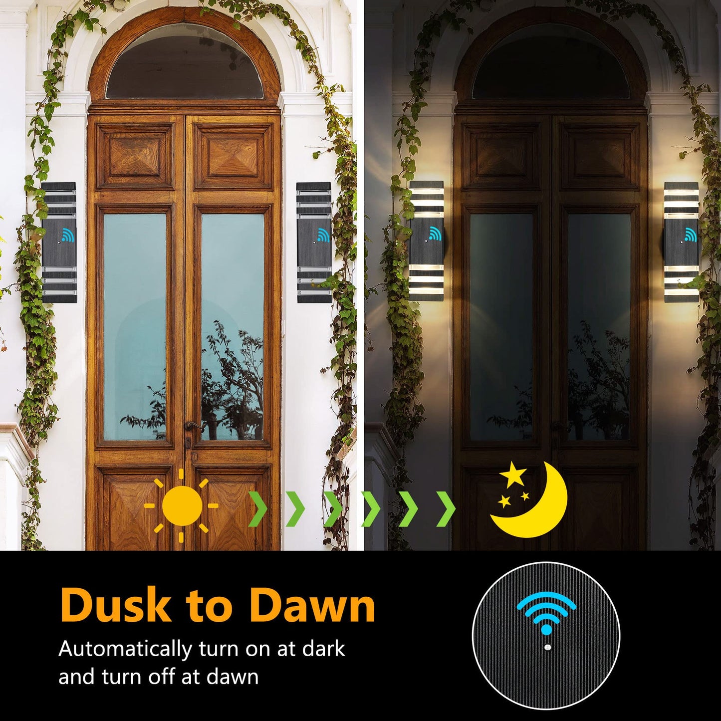 Rynx | Tewei Dusk To Dawn Outdoor Wall Lamps, Black 3-Layer Wall Sconce, Ip65 Waterproof, 2 Pack