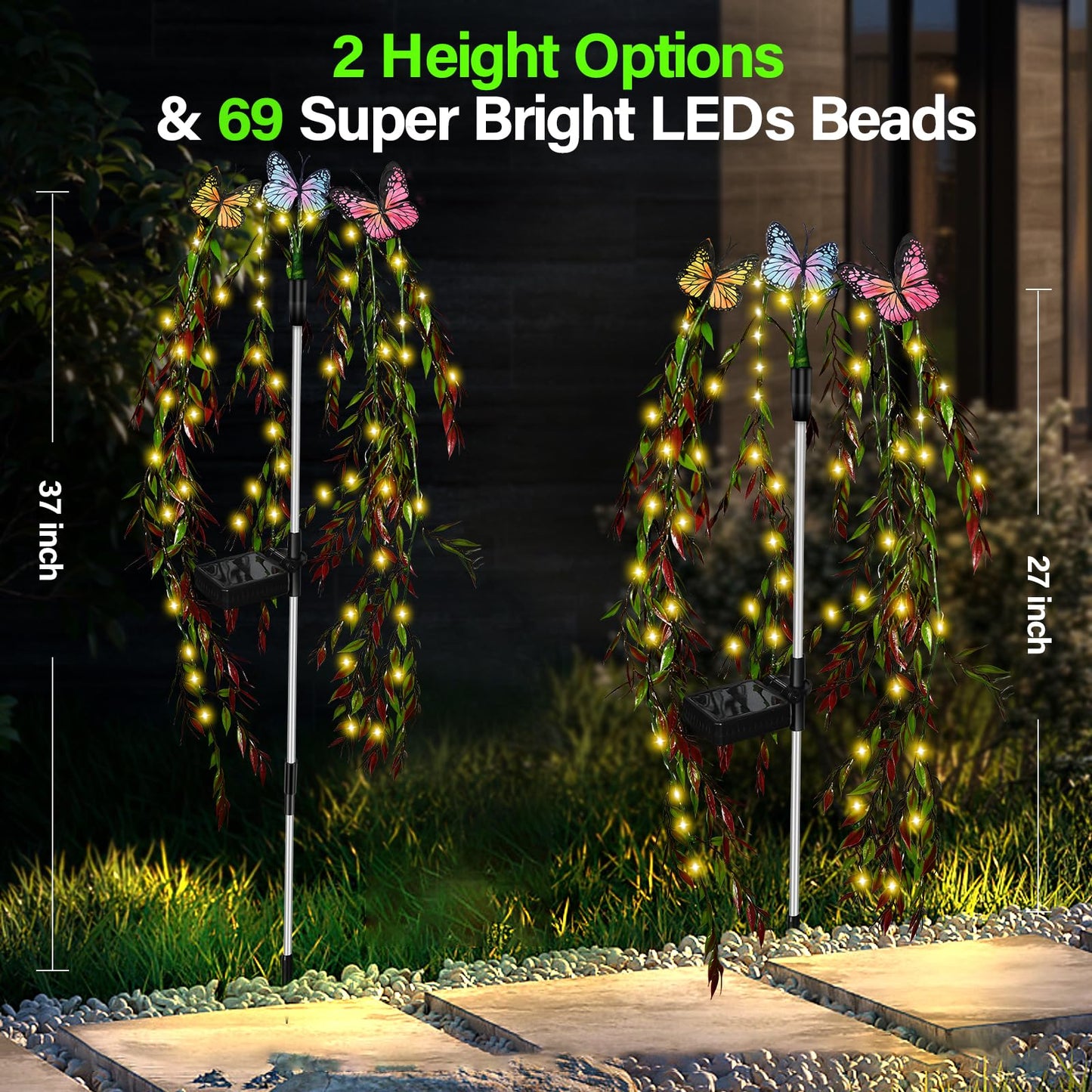 Rynx | Rwnxkarn 69Led Outdoor Solar Light - Waterproof Warm White Butterfly Decor for Garden