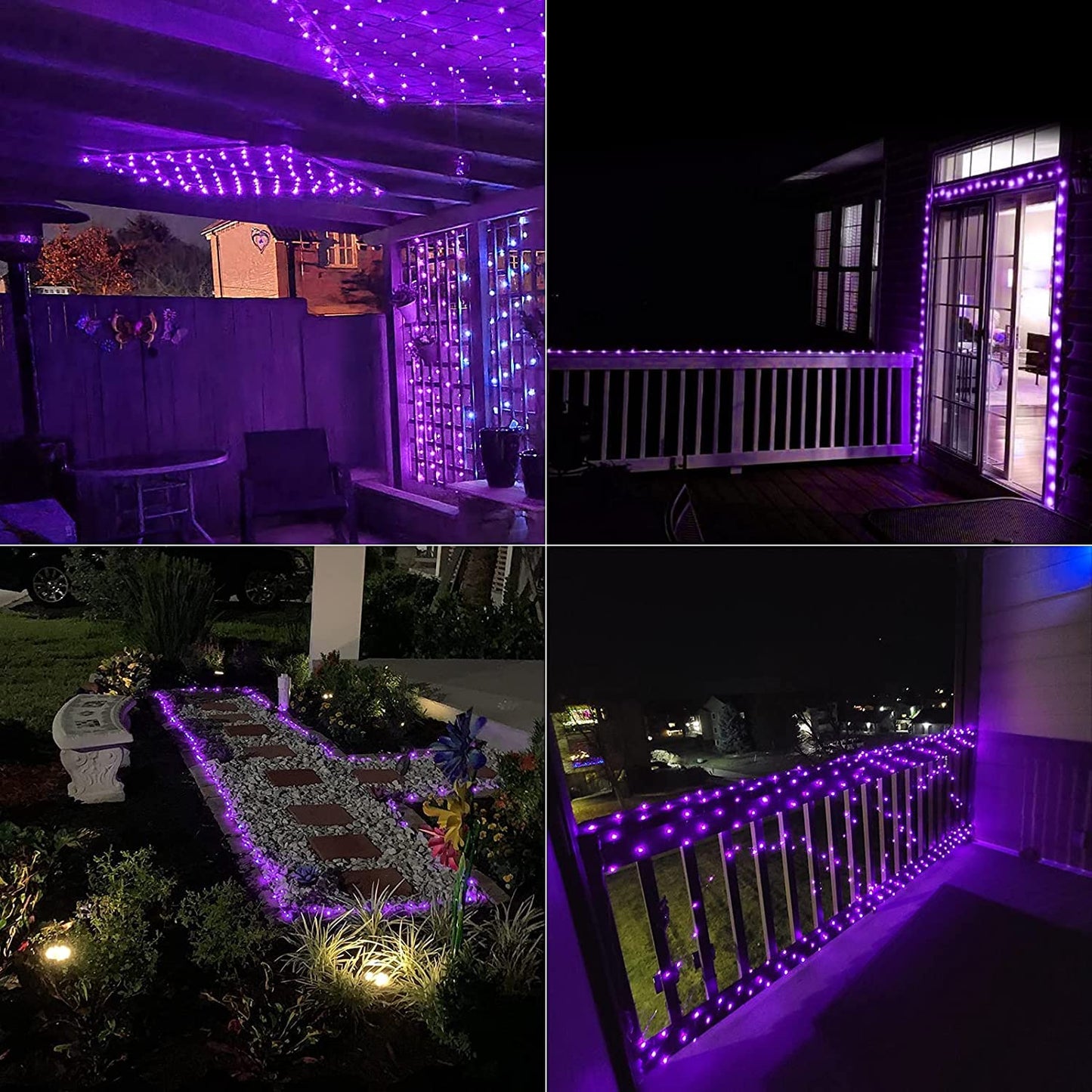 Rynx | Qitong 66Ft Purple Solar String Light, 200 LED, Waterproof, 8 Modes for Garden & Terrace Decor