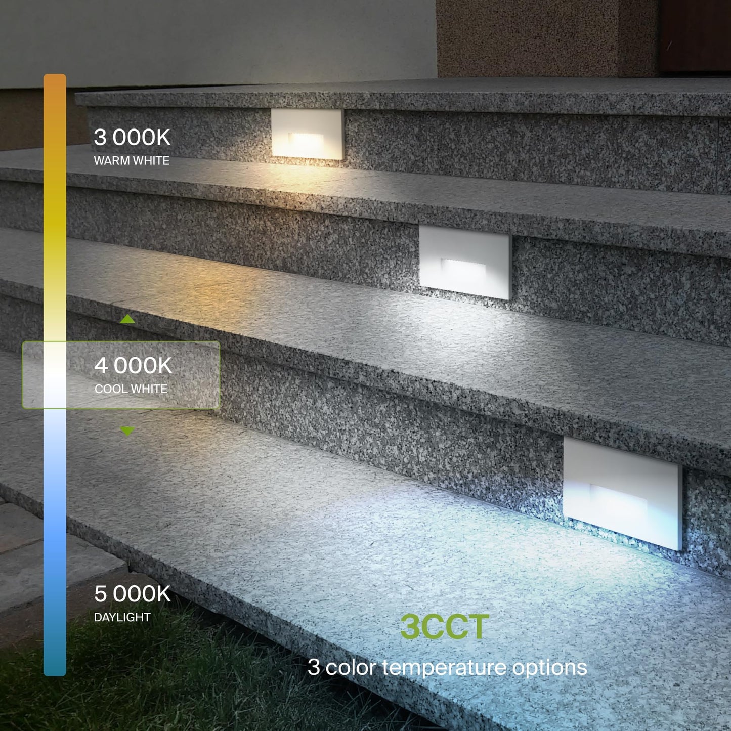 Rynx | Asd Led Step Light Fixture, 3W 120Lm, Dimmable, Waterproof, 4 Pack - White
