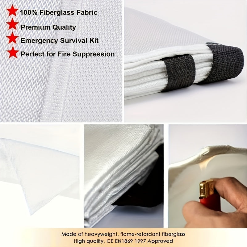 Rynx | 4 Piece Premium Fiberglass Fire Blankets - Heat-Resistant, Compact and Reusable for Kitchen, Home, School, Office, Camping, and Car Emergencies
