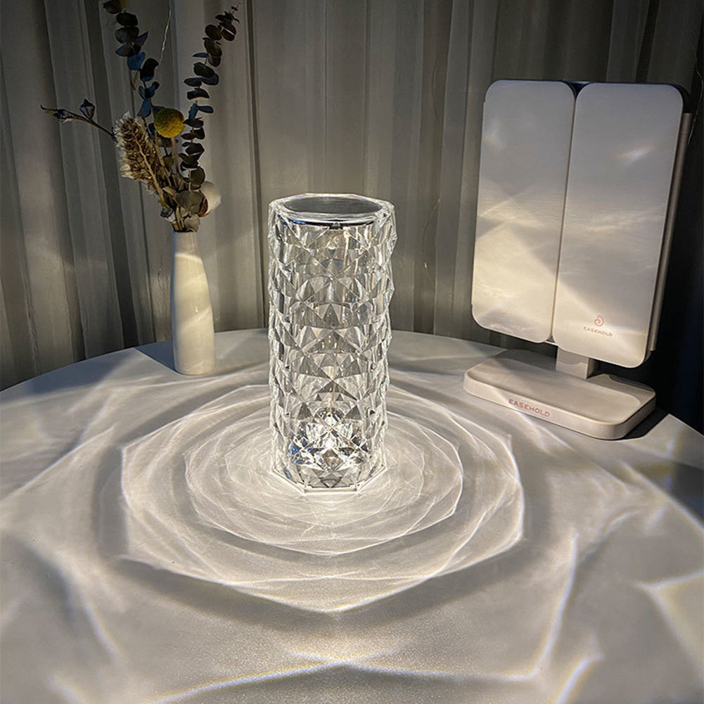 Rynx | Nordic Crystal Lamp USB Table Lamps Bedroom Touch Dimming Atmosphere Diamond Night Light Rose Projector Lamp Decor