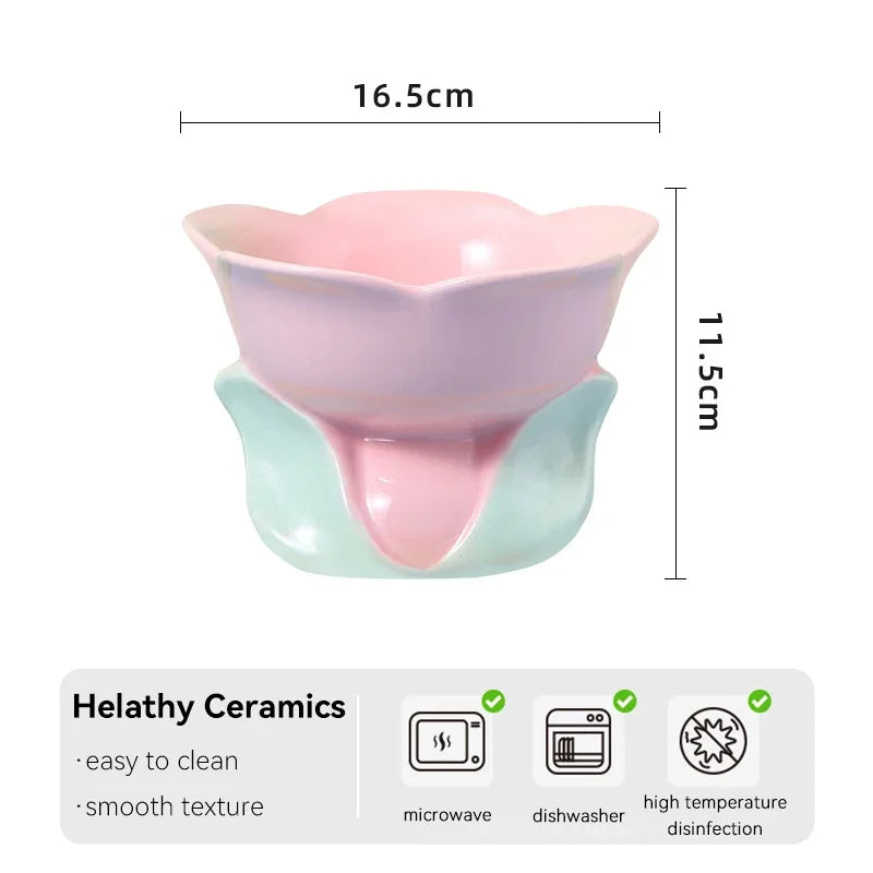 Rynx | Flower-shaped Raised Ceramic Cat Bowl