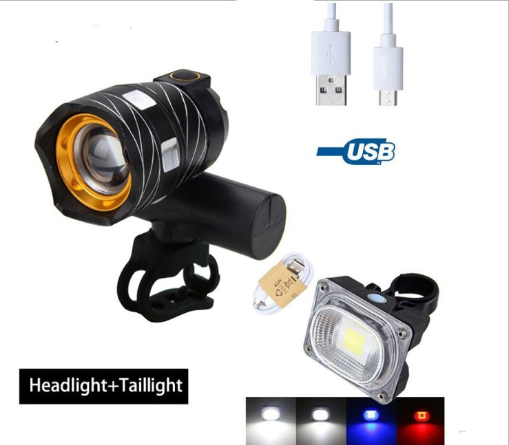 Rynx | New bicycle USB light Highlight warning light Mountain bike headlights Charger headlight accessories