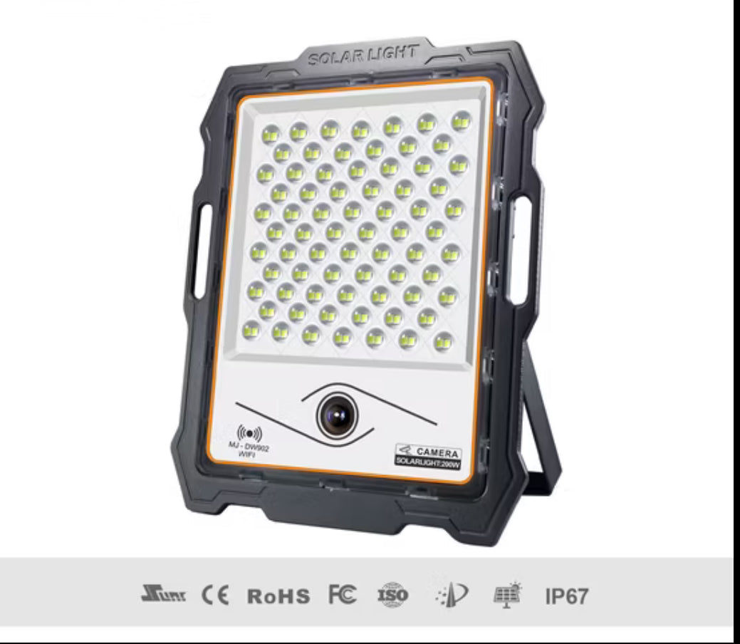 Rynx | Smart Solar LED Floodlight with Wireless Camera + Solar Panel + Optical Lens