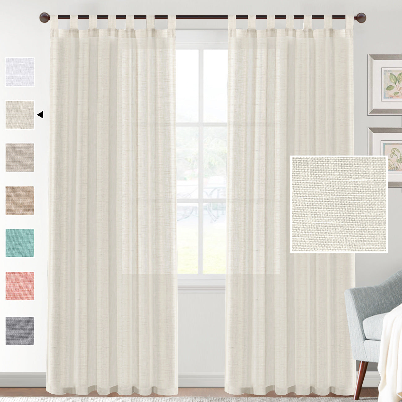 Rynx | Linen Yarn Curtain Transparent Window Screen