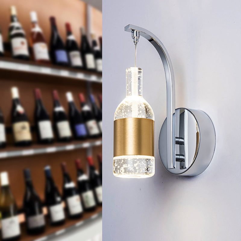 Rynx | Modern Wine Bottle Wall Light Seedy Crystal LED Wall Mounted Light Fixture in Chrome