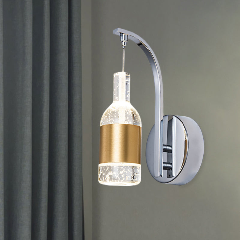 Rynx | Modern Wine Bottle Wall Light Seedy Crystal LED Wall Mounted Light Fixture in Chrome