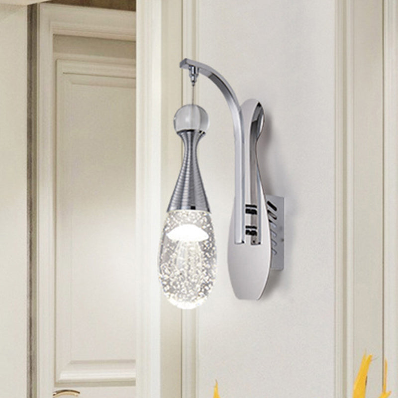 Rynx | Chrome LED Wall Light Minimalism Velvety Crystal Drop Wall Lighting Fixture