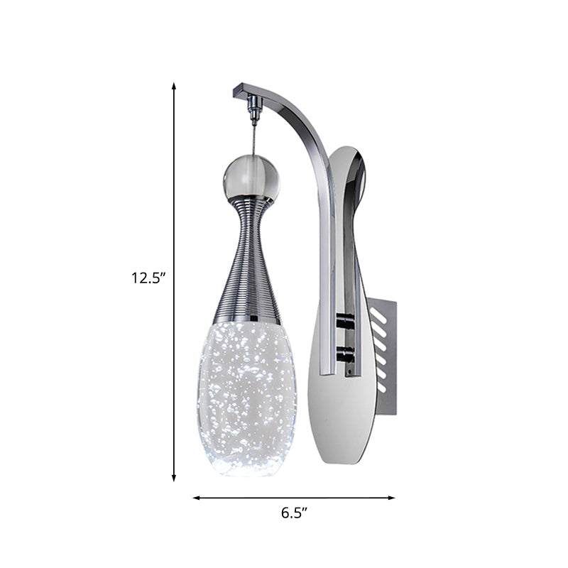 Rynx | Chrome LED Wall Light Minimalism Velvety Crystal Drop Wall Lighting Fixture