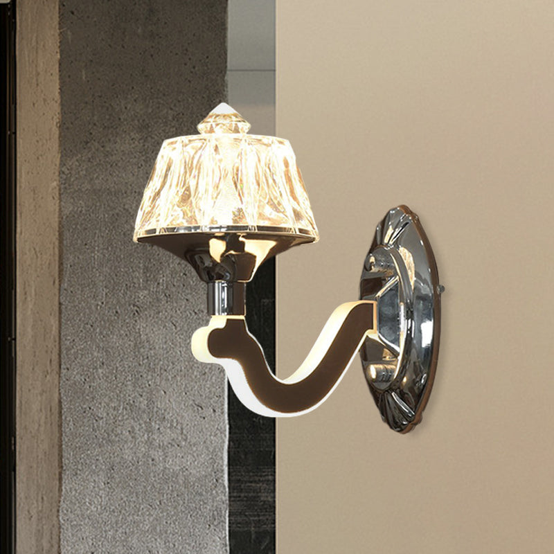 Rynx | Clear Crystal Chrome Wall Light Narrow 1/2-Bulb Modern Wall Light with Illuminated Arm