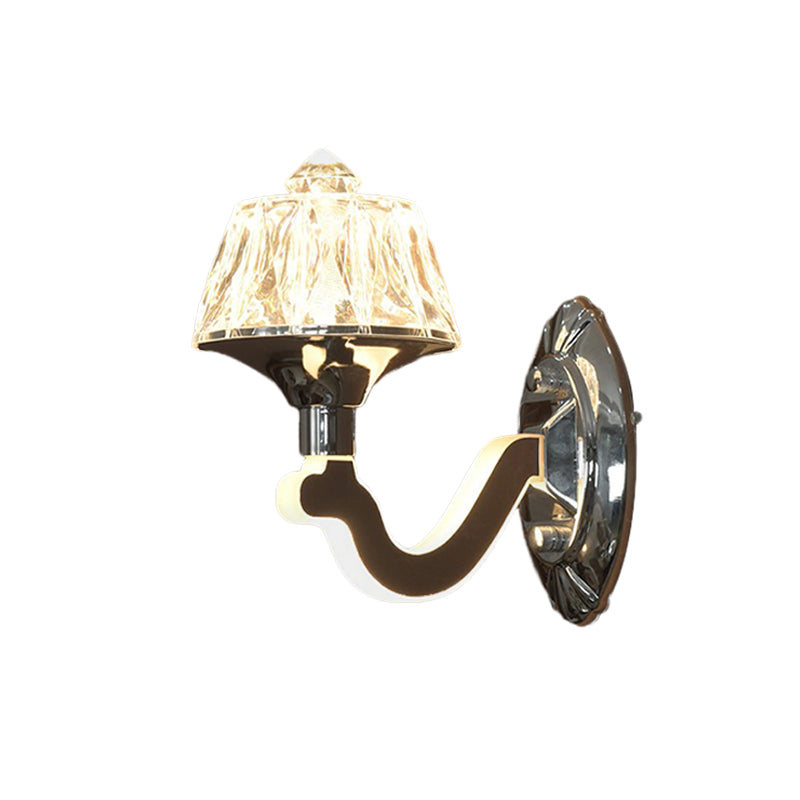 Rynx | Clear Crystal Chrome Wall Light Narrow 1/2-Bulb Modern Wall Light with Illuminated Arm