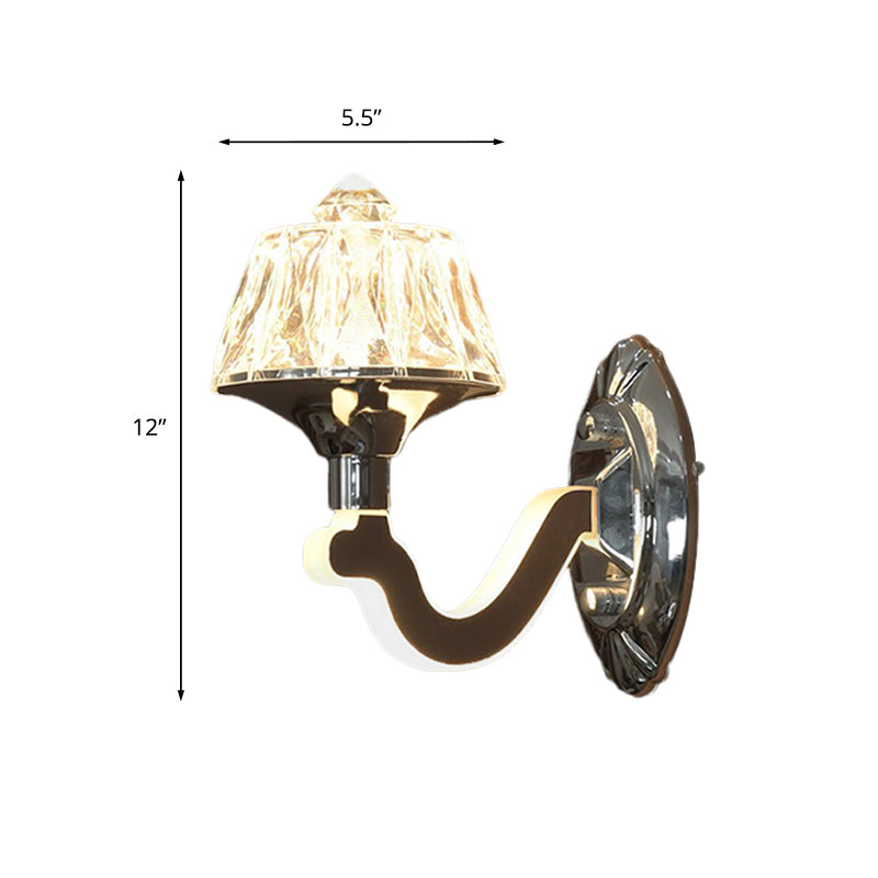 Rynx | Clear Crystal Chrome Wall Light Narrow 1/2-Bulb Modern Wall Light with Illuminated Arm