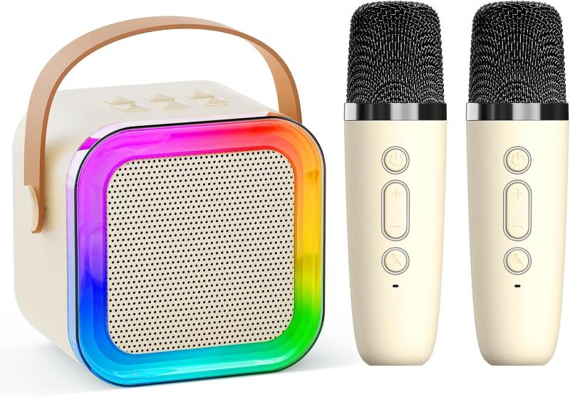 Rynx | Mini Karaoke Machine for Kids & Adults, Portable Bluetooth Speaker with Wireless Microphones and Fun Voice Change Features