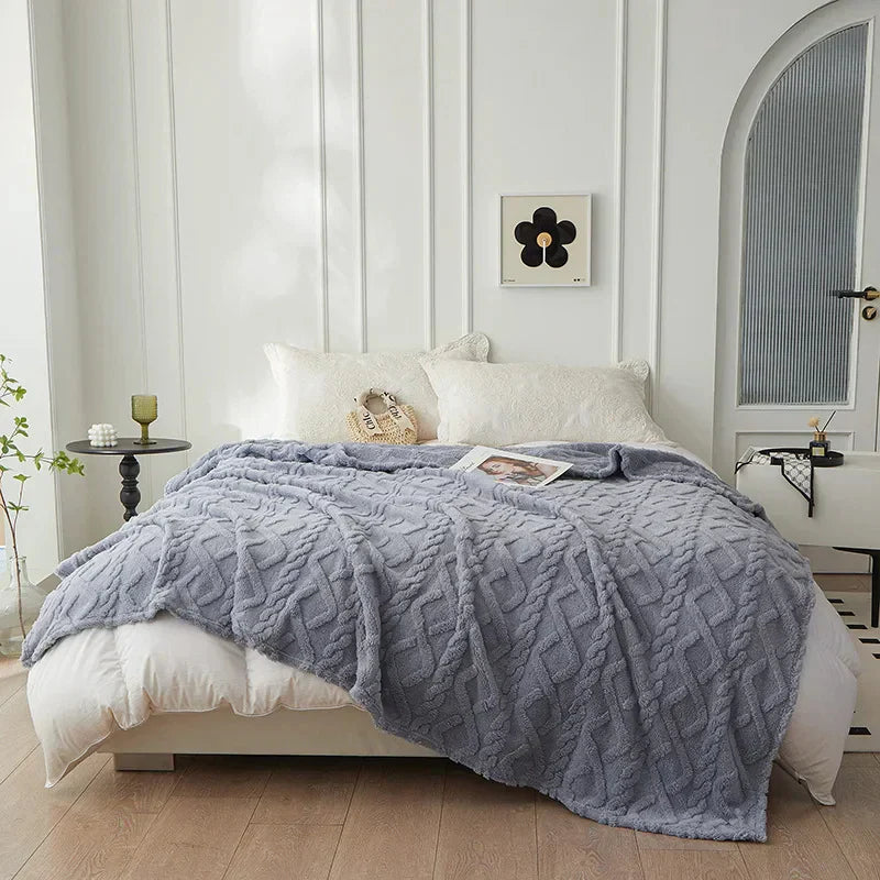 RYNX | Luxury Lambswool Blanket for Bedroom Gray