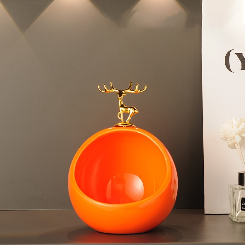 Rynx | DeerBox - Modern Ceramic Storage Bowl with Metal Heart Lid