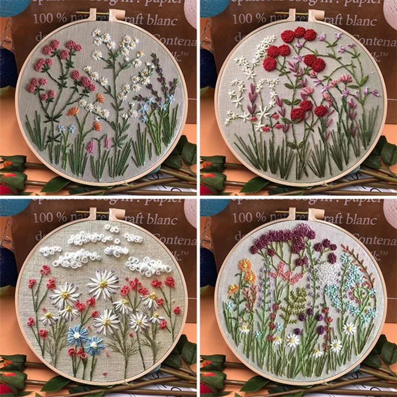 RYNX | Flower Package With Embroidery Hoops For Beginners 1 set (A+B+C+D)