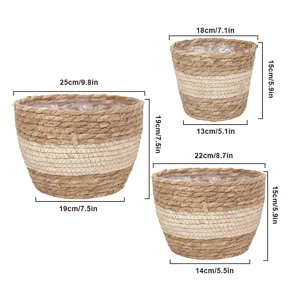 Rynx | Woven Straw Plant Basket Set
