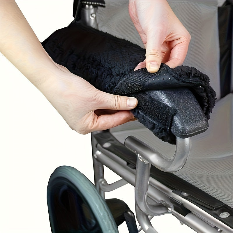 Rynx | 2 Pack Soft Wheelchair Armrest Covers – Non-Slip Protective Pads for Office Chair Arms, Comfort Travel Accessories – Black