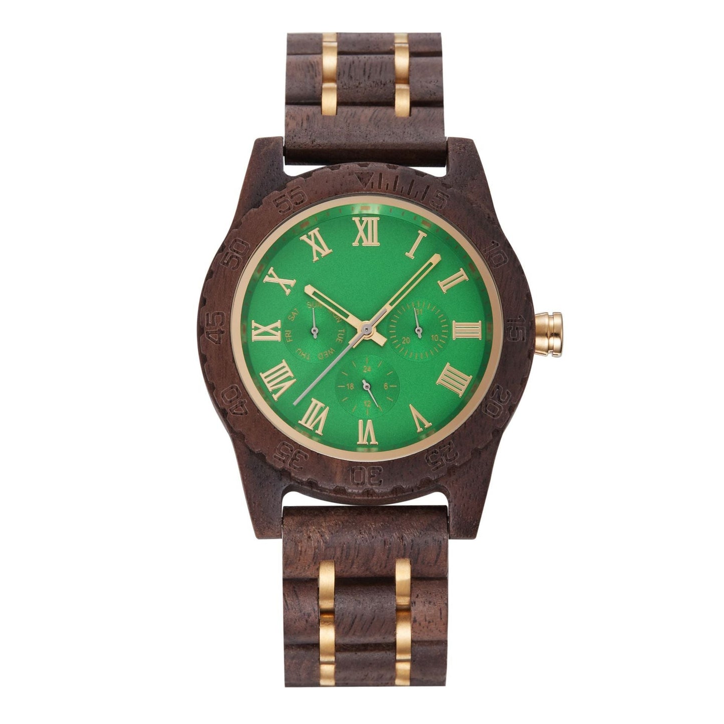 Rynx | Retro Walnut Gold Multifunctional Men's Quartz Watch