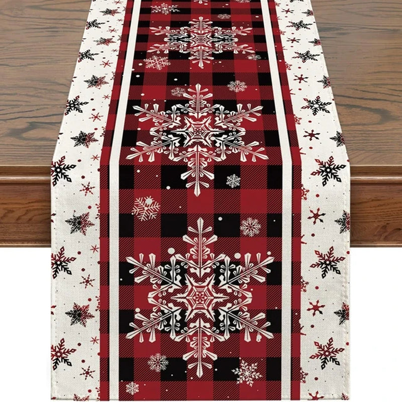 Rynx | Linen Christmas Table Runner Snowman Christmas Tree Home Dining Table Cloth Tablecloth 2023 Christmas Noel Christmas Decorations 2024